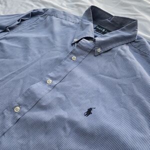 Polo Ralph Lauren Blue White Gingham Button Down Shirt Long Sleeve Blake Fit